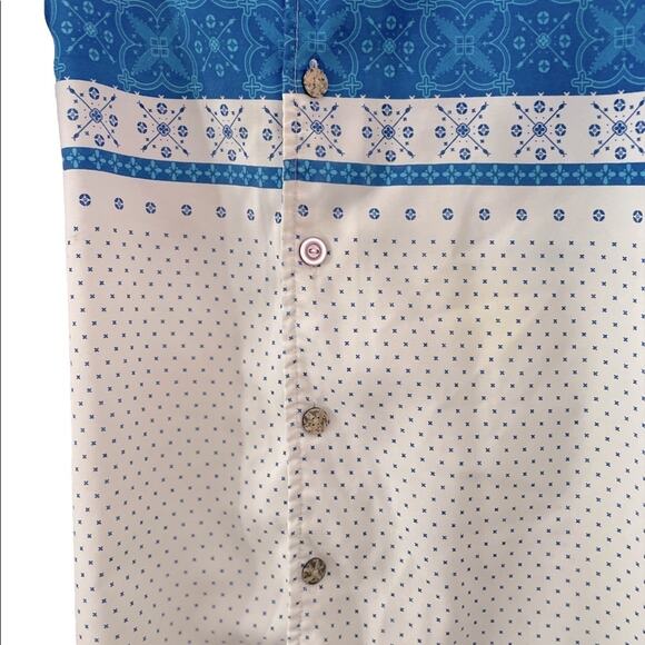 Maluka The Spice Islands SHIRT Mens M White Blue Short Sleeve Button Down Casual - Picture 5 of 6